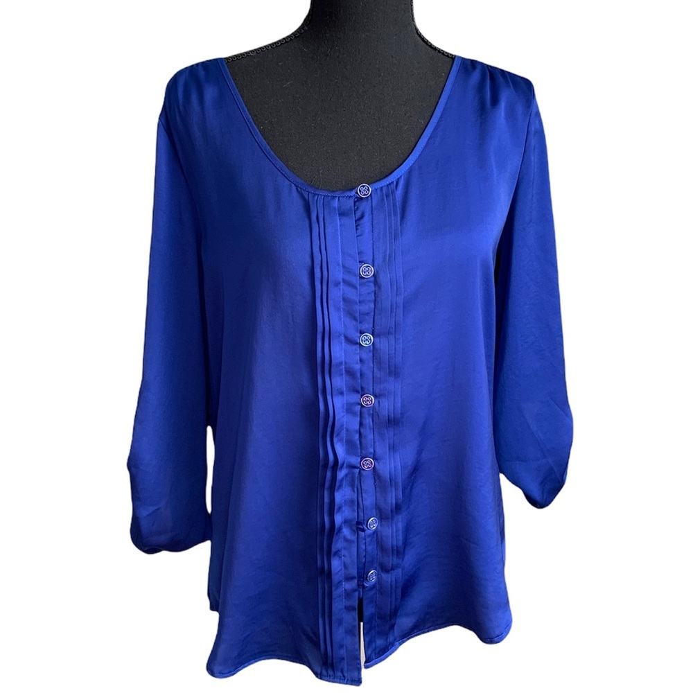 New York & Company Royal Blue Button Down Blouse size Small